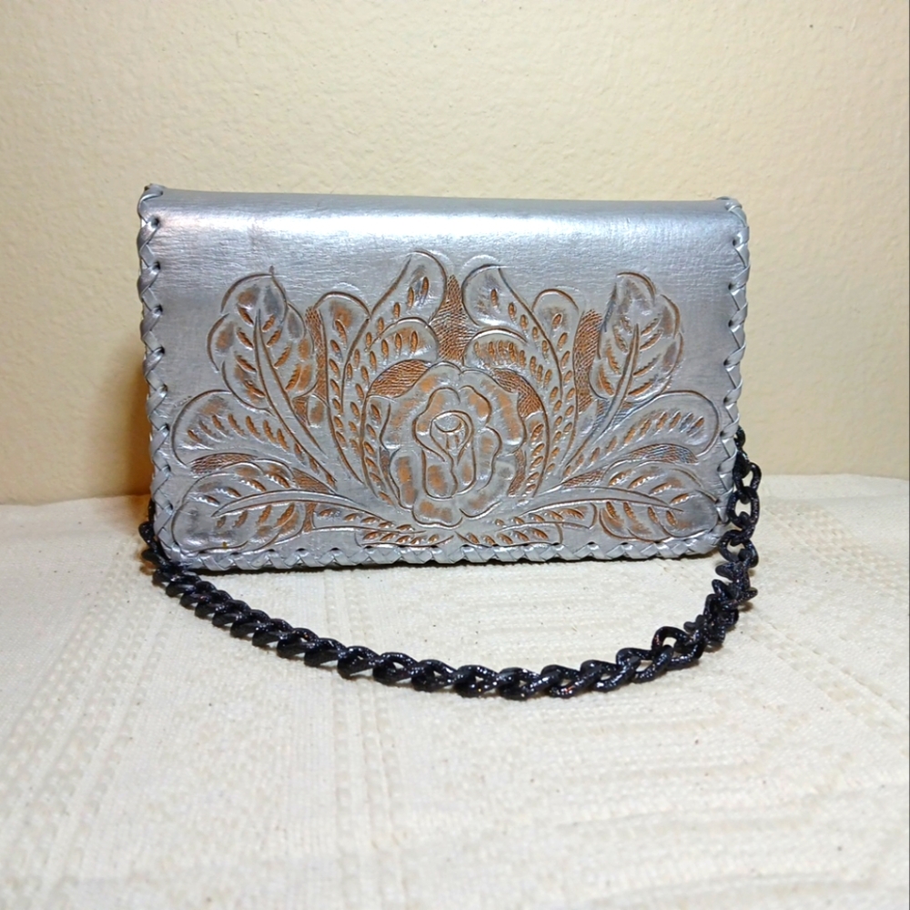 Silver handmade vachetta purse